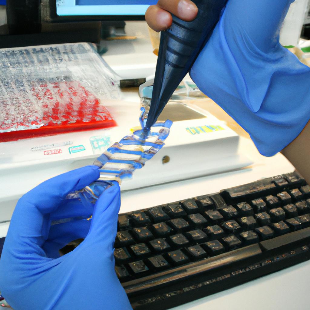 Person studying DNA in lab