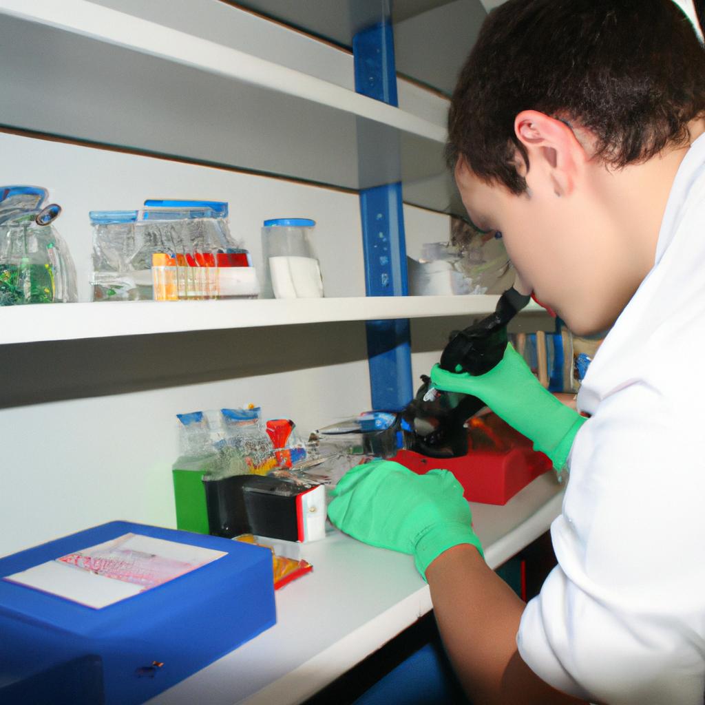 Person researching in laboratory setting