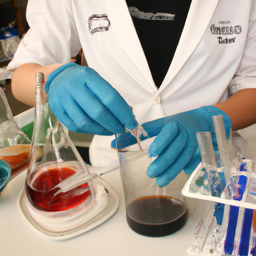 Person conducting scientific research experiment