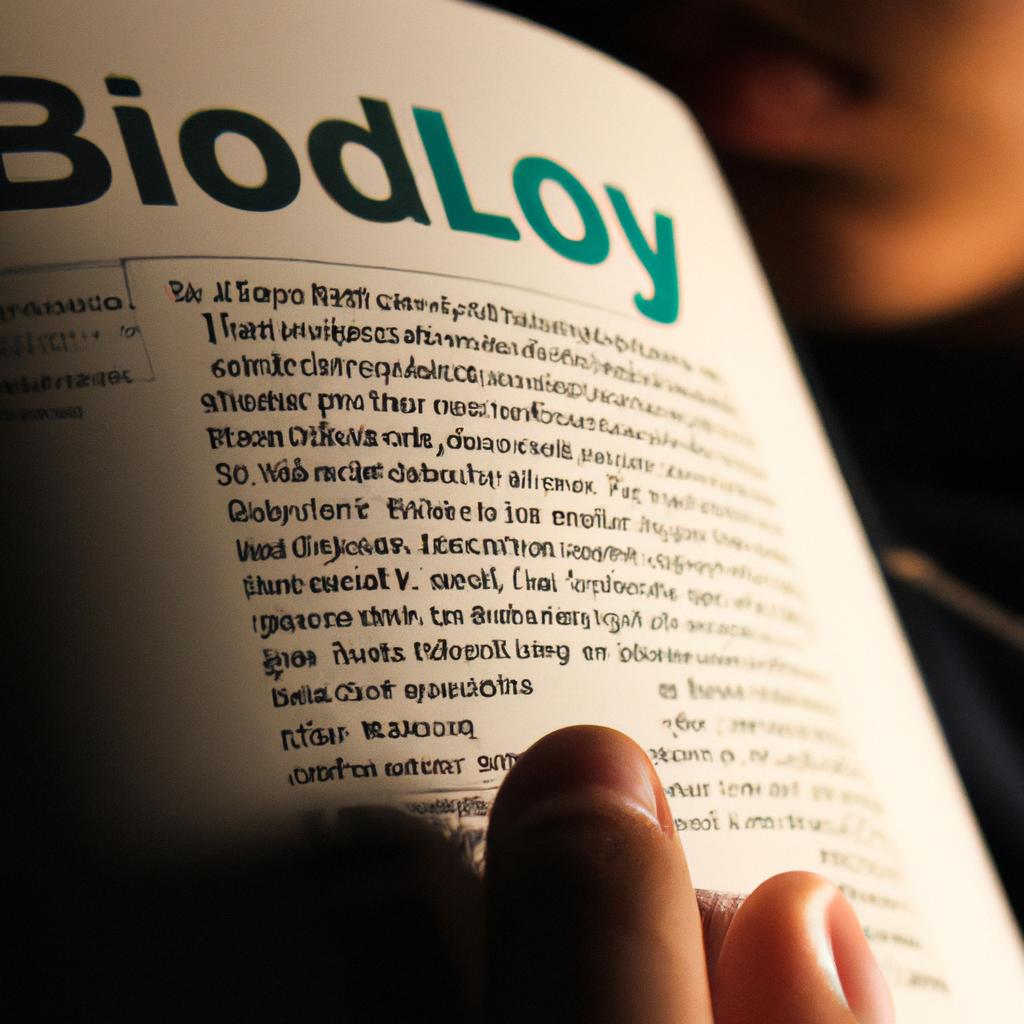 Person reading a biology textbook