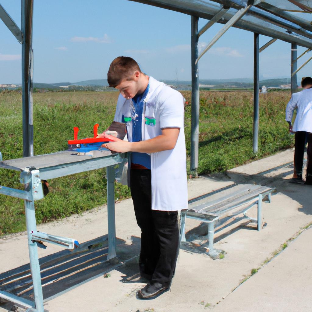 Person conducting scientific research outdoors